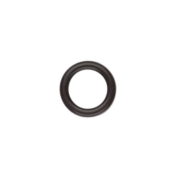 Component, Oh! Ring™, silicone, black, 15mm round with 10mm hole. Sold per pkg of 100. image number 0