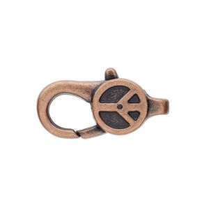 Clasp lobster claw 1pkg4 copper-plated "pewter" (zinc alloy), 27.5x12mm double-sided, antique 1-strand