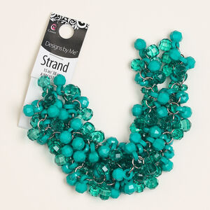 Component, acrylic and steel, opaque and translucent green and teal green, 8mm faceted round. Sold per 15-inch strand.