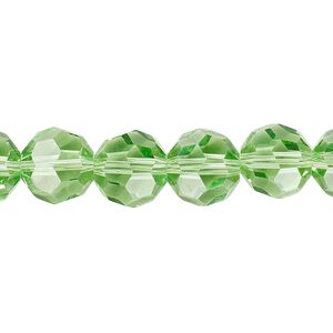 Bead 1pk 32 facets transparent lime green, Celestial Crystal® 10mm round 15.5-16 inch