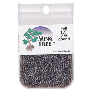 Seed bead, Ming Tree™, glass, pkg/1/4 pound, #11 round, translucent luster brown.