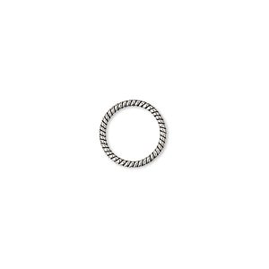 Jump ring, antiqued sterling silver, 11mm soldered twisted round, 9.3mm inside diameter, 18 gauge. Sold per pkg of 4.