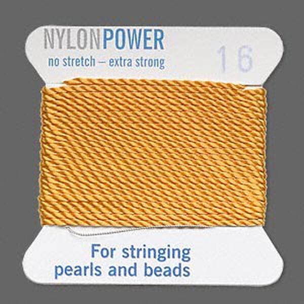 Thread, Griffin, nylon, amber yellow, size #16. Sold per 2-meter card (approximately 78 inches). image number 0