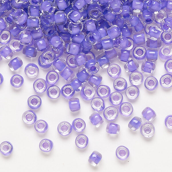 Seed bead, Dyna-Mites™, glass, translucent inside color dark lilac, #6 round. Sold per 40-gram pkg. image number 0
