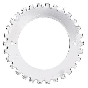 Component, silver-finished steel, 40mm gear with 2 holes, 25.5mm center hole. Sold per pkg of 6.
