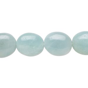 Amazonite 1pkg1, flat oval bead natural 15.5-16 inch 14x12mm