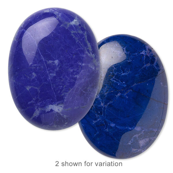 Cabochon, howlite (dyed), lapis blue, 40x30mm calibrated oval, B grade, Mohs hardness 3 to 3-1/2. Sold individually. image number 0