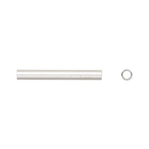 Bead, sterling silver, 25x3mm smooth tube. Sold per pkg of 10.