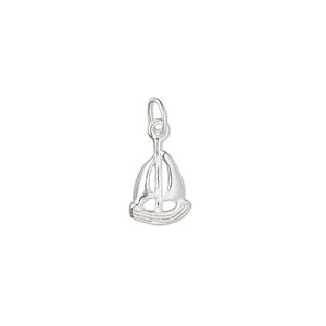 Charm, sterling silver, 10x8mm sailboat. Sold per pkg of 6.