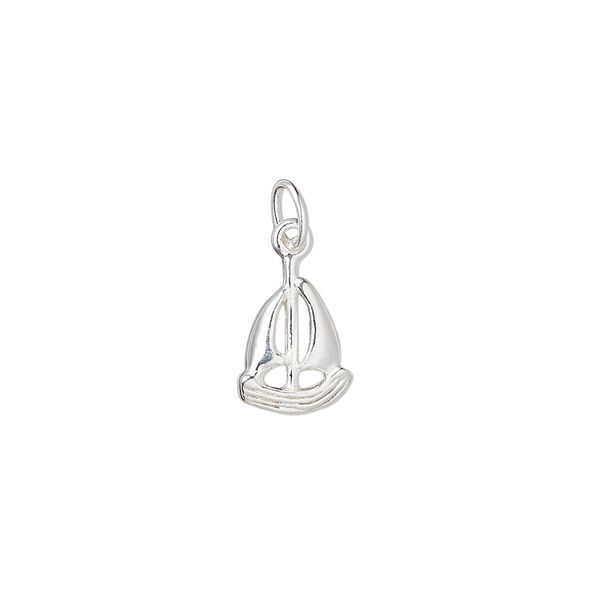 Charm, sterling silver, 10x8mm sailboat. Sold per pkg of 6. image number 0