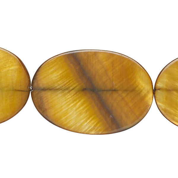 Mother-of-pearl shell 1pkg1, flat oval bead 15 inch copper and brown 30x20mm image number 0