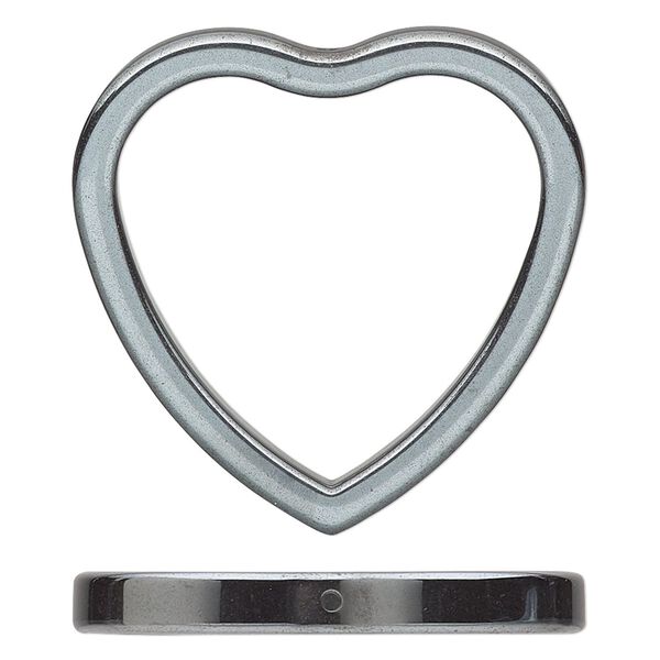 Hemalyke™ 1pkg2, vertically-drilled double-sided open heart focal 34x34mm image number 0