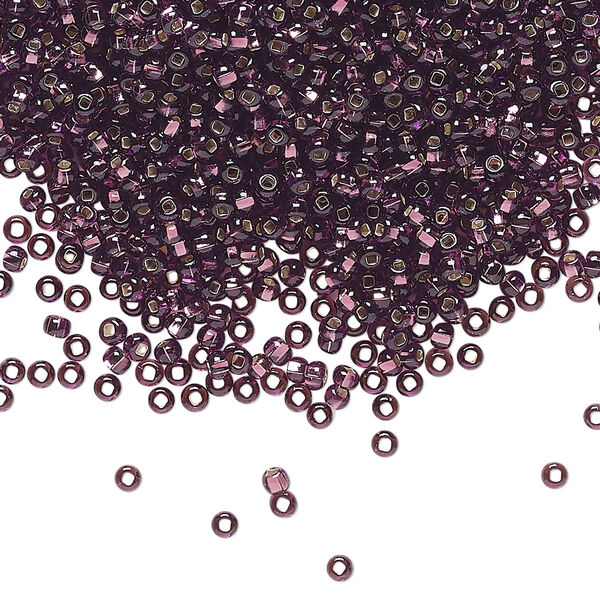 Seed bead, Preciosa Ornela Czech glass, pkg/500g, #11 rocaille, transparent silver-lined amethyst, (27060). image number 0