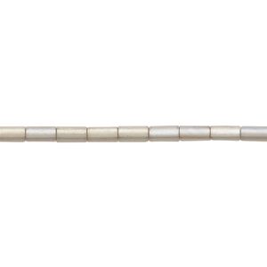 Bead, glass, translucent matte grey AB, 5x2.5mm round tube. Sold per 15-1/2 to 16-inch strand.