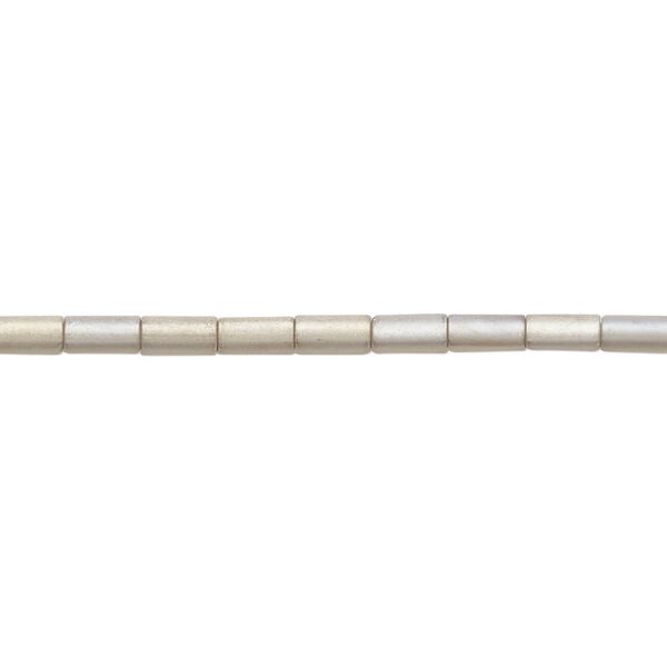Bead, glass, translucent matte grey AB, 5x2.5mm round tube. Sold per 15-1/2 to 16-inch strand. image number 0