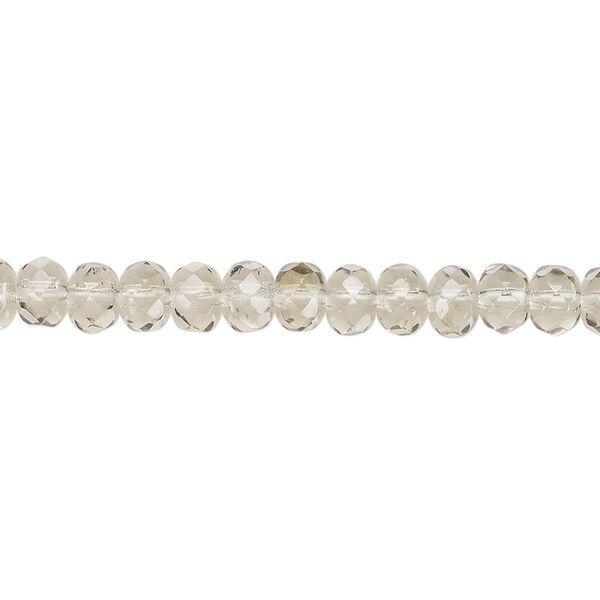 Bead, Czech fire-polished glass, smoke, 5x4mm faceted rondelle. Sold per 15-1/2" to 16" strand. image number 0
