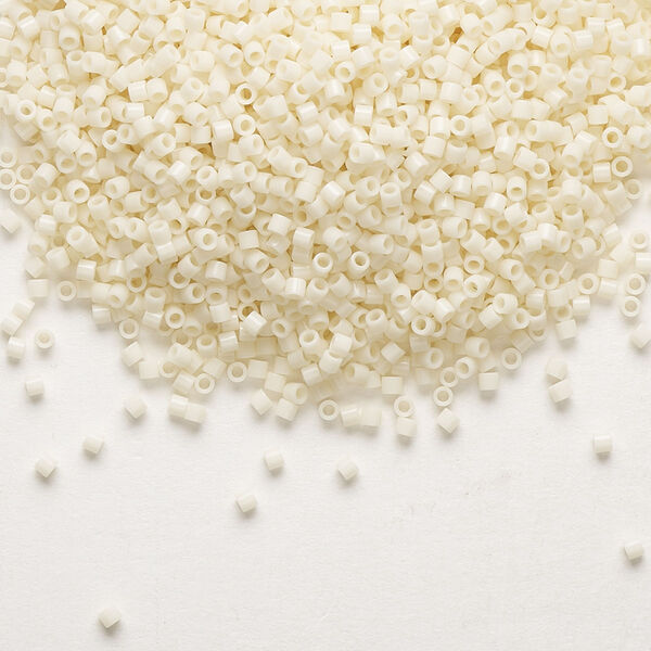 Seed bead, Delica®, glass, pkg/7.5g, #15 round, opaque ivory (DBS-0732). image number 0