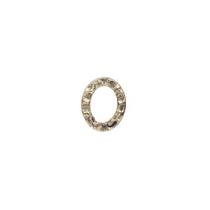 Component, antique gold-plated steel, 12x10mm double-sided hammered flat oval. Sold per pkg of 12.