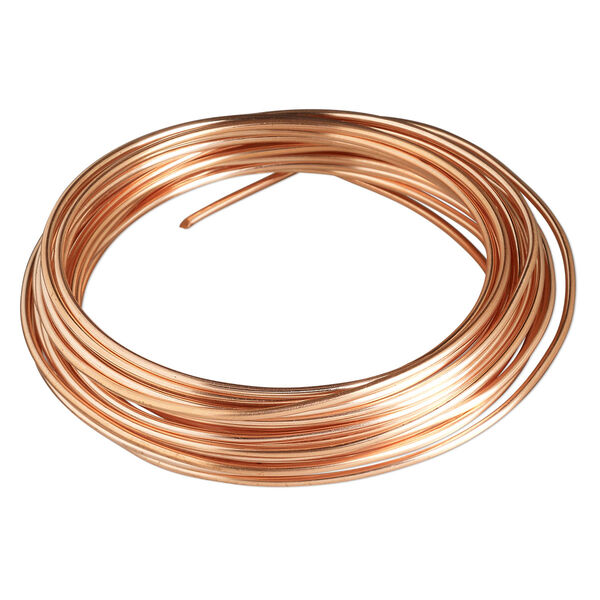 Wire, Zebra Wire™, natural copper, round, 14 gauge. Sold per 5-yard coil. image number 0