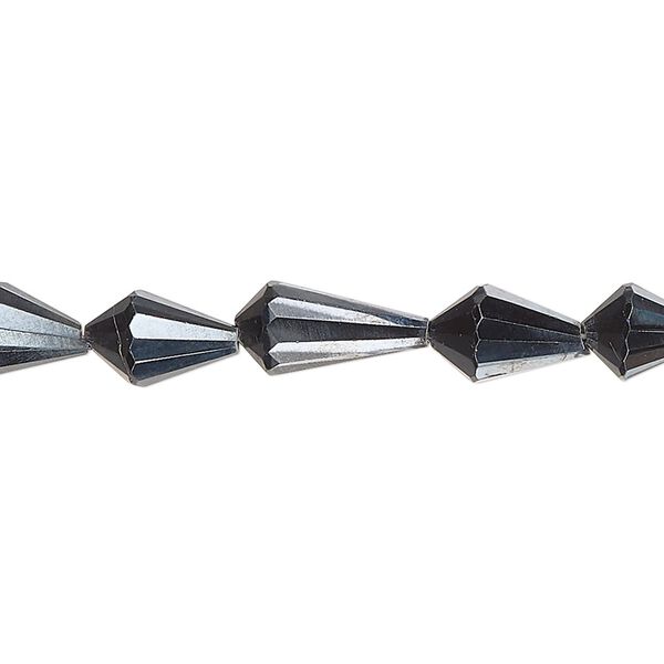 Black spinel 1pkg1, hand-cut faceted teardrop bead 8 inch 7x5mm-14x7mm image number 0