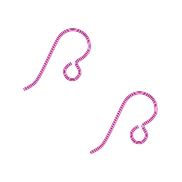 Ear wire, anodized niobium, fuchsia, 13mm fishhook with open loop, 20 gauge. Sold per pkg of 5 pairs. image number 0