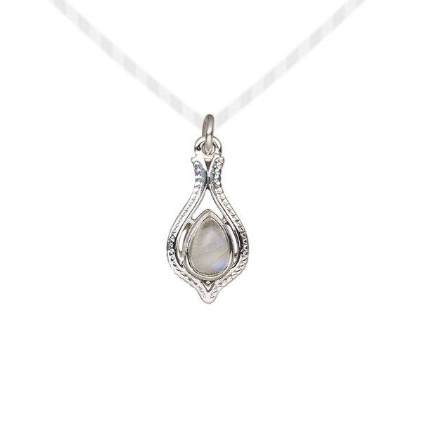 Rainbow moonstone / sterling silver 1pkg1, open beaded teardrop drop natural antiqued 15x9mm image number 0