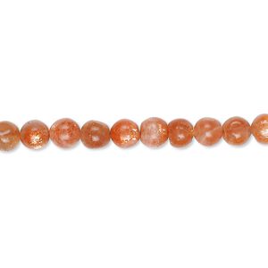 Sunstone 1pkg1, hand-cut round bead 15.5-16 inch 5mm