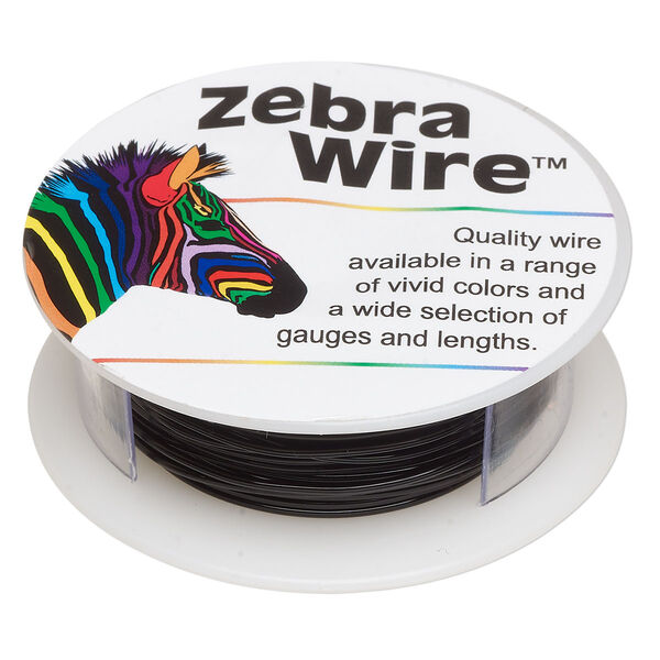 Wire, Zebra Wire™, color-coated copper, black, round, 18 gauge. Sold per 10-yard spool. image number 0