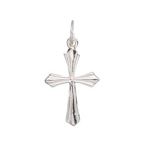 Drop, sterling silver, 22.5x17mm cross. Sold individually.