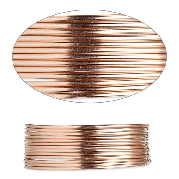 Wire, 12Kt rose gold-filled, half-hard, round, 20 gauge. Sold per pkg of 5 feet. image number 0
