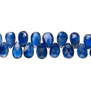 Blue kyanite 1pkg1, hand-cut top-drilled faceted teardrop bead natural 4 inch 6x5mm-8x5mm