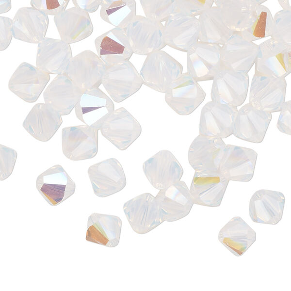 Bead 144pk white opal shimmer, Crystal Passions® 6mm bicone 5328 image number 0