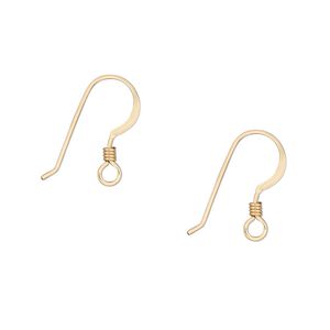 Ear wire fishhook 1pkg10 14Kt gold-filled, 14mm flat / 2mm coil / open loop, 22 gauge 5 pair