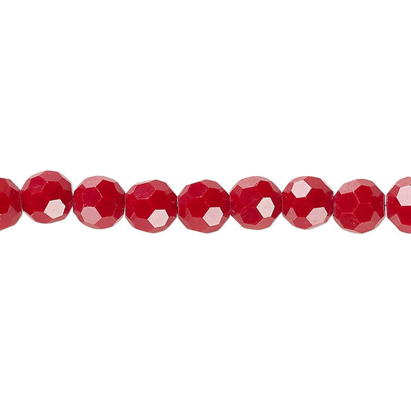 Bead 1pk 32 facets opaque red, Celestial Crystal® 6mm round 15.5-16 inch image number 0