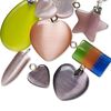 Pendant and drop mix, cat's eye glass (fiber optic glass) and silver-finished steel, mixed colors, 10x8mm-38x25mm mixed shape. Sold per pkg of 10. image number 0