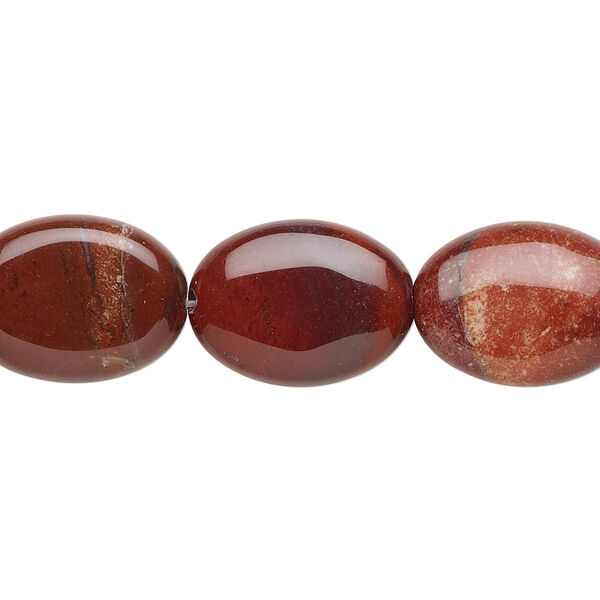 Bead, red rainbow jasper (natural), 18x13mm flat oval, B grade, Mohs hardness 6-1/2 to 7. Sold per 15-1/2" to 16" strand. image number 0