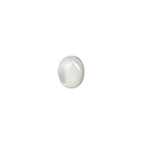 Cabochon, mother-of-pearl shell (bleached), white, 10x8mm calibrated oval, Mohs hardness 3-1/2. Sold per pkg of 4.