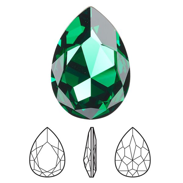 Fancy stone 24pk majestic green foil back, Swarovski® 30x20mm pear 4327 image number 0