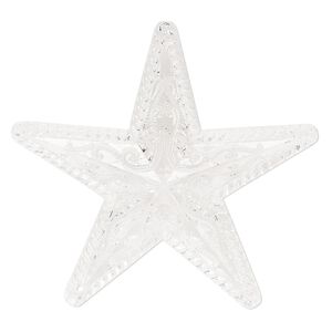 Focal, acrylic, clear, 63x30mm top-drilled double-sided star with rope edges and scroll design. Sold individually.