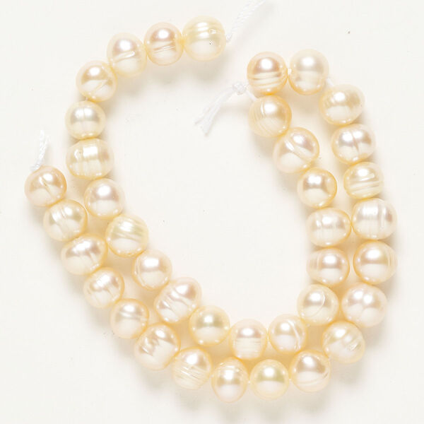 Pearl cultured freshwater 1pk 7-9mm semi-round, satin pink C grade dyed 10 inch image number 0