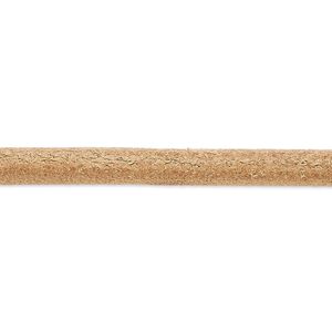 Cord, Ellada Leather™, Greek leather (natural), 5mm round. Sold per pkg of 1 yard.