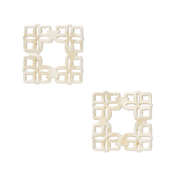 Component, resin, tan, 20mm square with cutouts. Sold per pkg of 8. image number 0