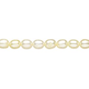 Pearl 1pkg1 cultured freshwater, 4-6mm rice C grade, 15 inch dyed jonquil