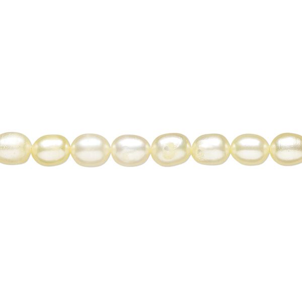 Pearl 1pkg1 cultured freshwater, 4-6mm rice C grade, 15 inch dyed jonquil image number 0