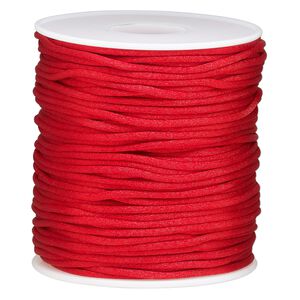 Cord, Satinweave™, nylon, red, 2mm tighter weave. Sold per 200-foot spool.