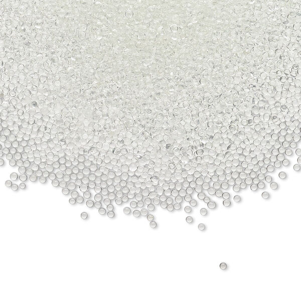Bead, glass, translucent clear, 1mm undrilled micro round. Sold per 15-gram vial. image number 0