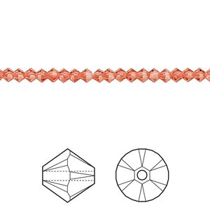 Bead 48pk padparadscha, Crystal Passions® 3mm bicone 5328