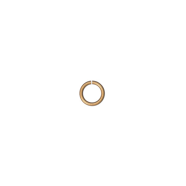 Jump ring, antique gold-plated brass, 6mm round, 4.4mm inside diameter, 20 gauge. Sold per pkg of 1,000. image number 0