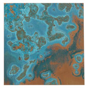 Sheet, Lillypilly, copper, azul patina, 3-inch single-sided square, 24 gauge. Sold individually.
