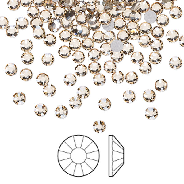 Flat back 1440pk crystal honey foil back, Preciosa Viva 12® Czech crystal rhinestone 3-3.2mm chaton rose round SS12 image number 0